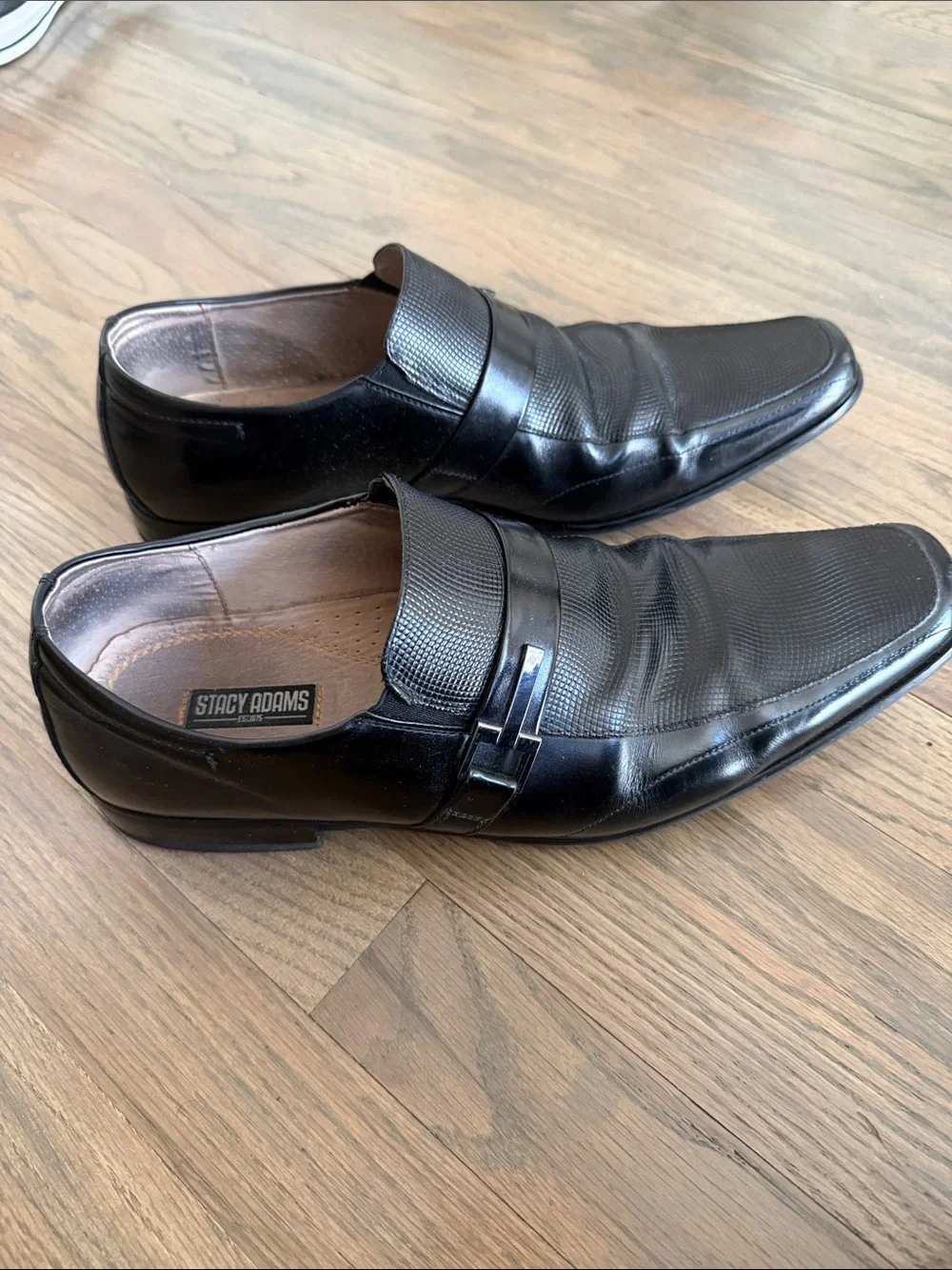 Stacy Adams Black Textured Slip-On Dress Loafers